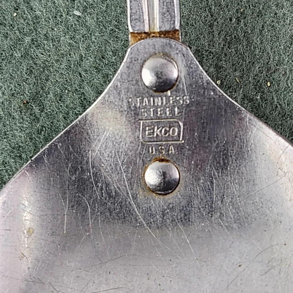 Vintage‎ EKCO USA Stainless Steel Serving Utensils - White & Purple Handle